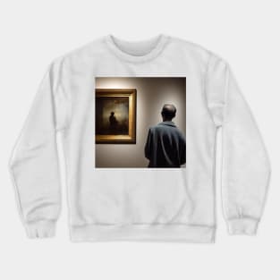 A person in a museum gallery, looking at a painting, of a person, who is looking at, or painting, a painting Crewneck Sweatshirt